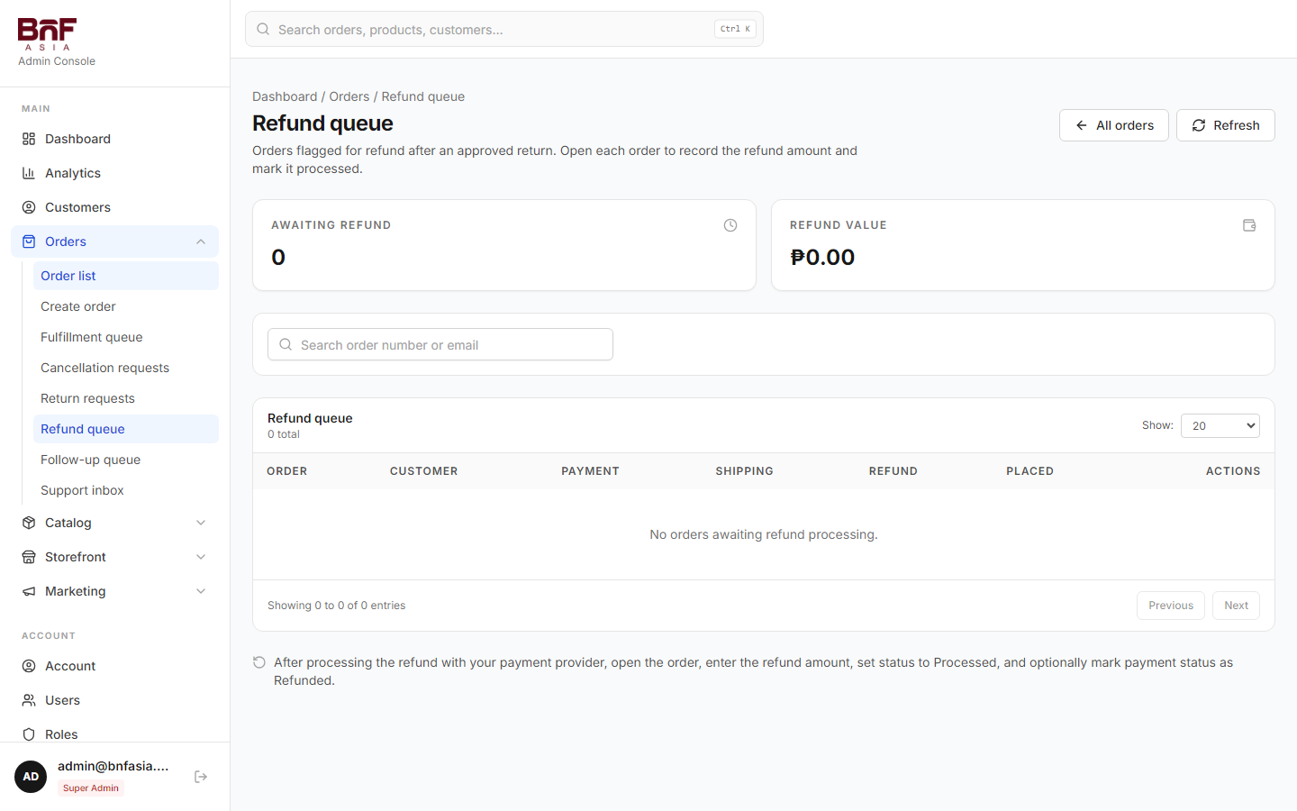Refund queue for approved returns