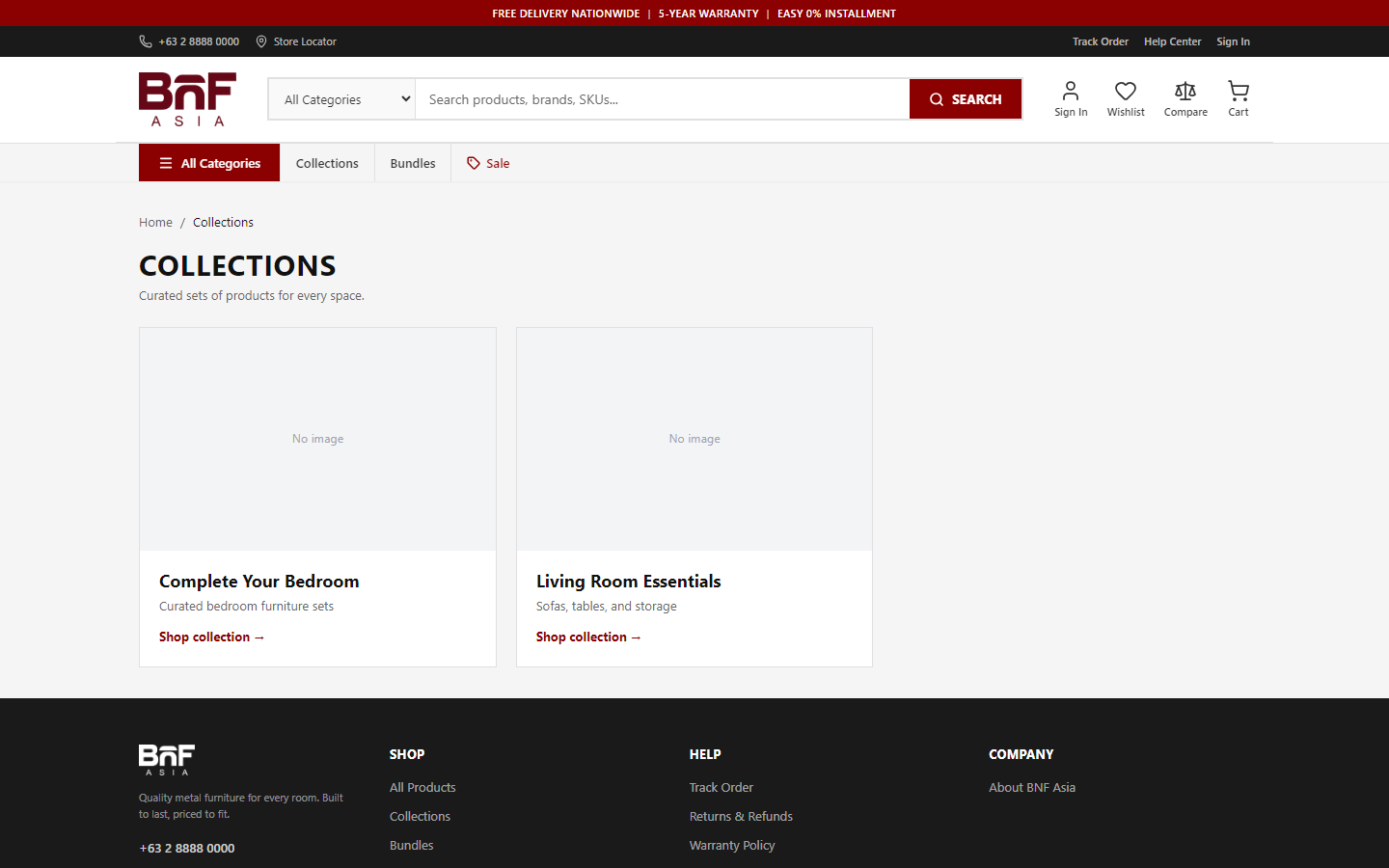 Storefront collections page