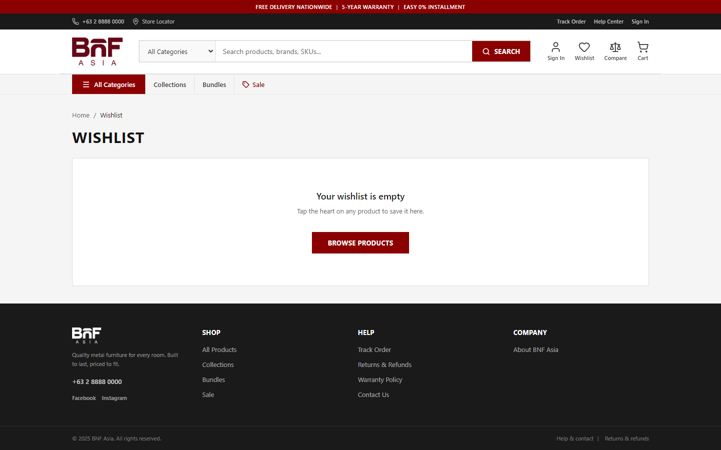 Customer wishlist page
